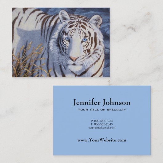 クリスタルブルーの目を持つ美しいホワイトタイガー 名刺 (正面/裏面)