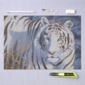 クリスタルブルーの目を持つ美しいホワイトタイガー 薄葉紙 (クラフト)