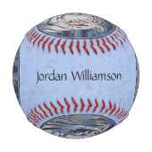 クリスタルブルーの目を持つ美しいホワイトタイガー 野球ボール (正面)