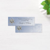 クリスタルブルーカスタムウィンターウェディングメッセージカード (デスク)