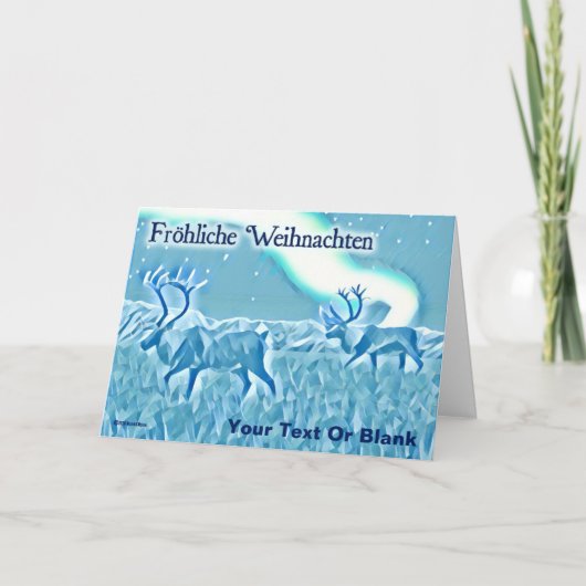 クリスタルブルーカリブー – Frehliche Weihnachen カード (正面)
