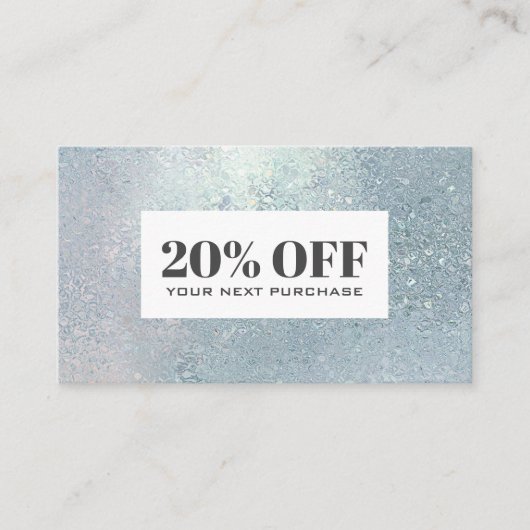 クリスタルブルーガラスパール割引クーポンカード 名刺 (正面)