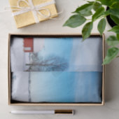 クリスタルブルースカイの下の雪の多い赤い納屋 薄葉紙 (ギフト)