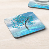 クリスタルブルーツリー懸命プラスチックコースター コースター (左側)