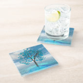 クリスタルブルーツリー ガラスコースター (アングル)