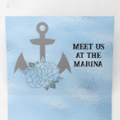 クリスタルブルーマリーナスタイルのウェディング 三つ折り招待状 (内部最初)