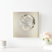 クリスタルプラネット金ゴールドセピアモダン概念 スクエア壁時計 (ホーム)