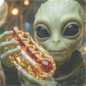クリスタルホットドッグを持つ宇宙人 シール (正面)