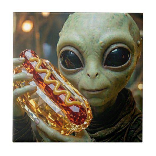 クリスタルホットドッグを持つ宇宙人 タイル (正面)