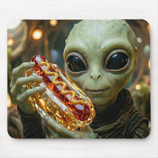 クリスタルホットドッグを持つ宇宙人 マウスパッド (正面)