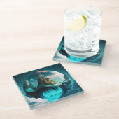 クリスタルボールに入った城 ガラスコースター (アングル)