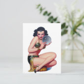 クリスタルボールをじっと見る ポストカード (スタンド正面)