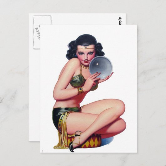 クリスタルボールをじっと見る ポストカード (正面/裏面)