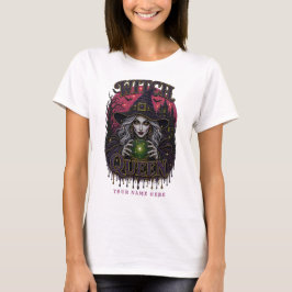クリスタルボールを持つウィッチクイーンのラインストーン装飾 Tシャツ