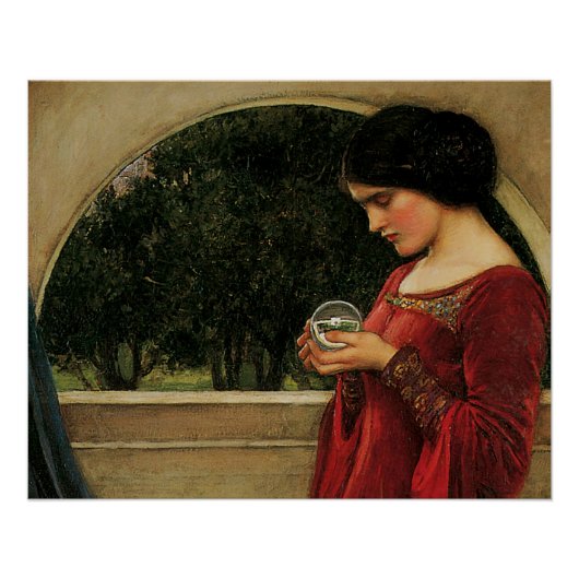 クリスタルボールを持つ女性（ウォーターハウスによる絵画） ポスター (正面)