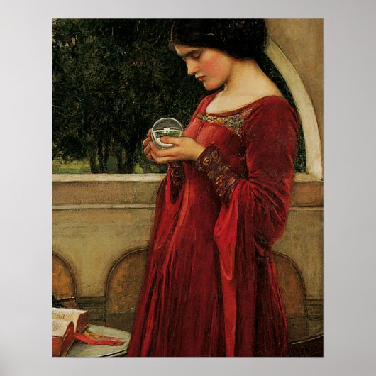 クリスタルボールを持つ女性(ウォーターハウスによる絵画) ポスター (正面)