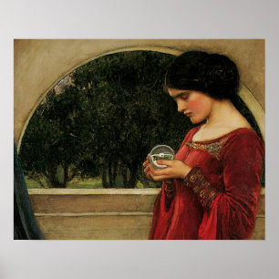 クリスタルボールを持つ女性(ウォーターハウスによる絵画) ポスター