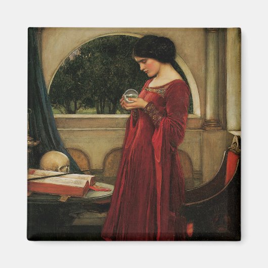 クリスタルボールを持つ女性(ウォーターハウスによる絵画) マグネット (正面)
