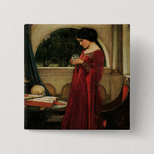 クリスタルボールを持つ女性(ウォーターハウスによる絵画) 缶バッジ