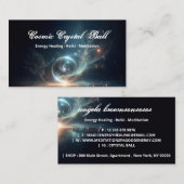 クリスタルボールエネルギーヒーリング霊気瞑想ブラック 名刺 (正面/裏面)