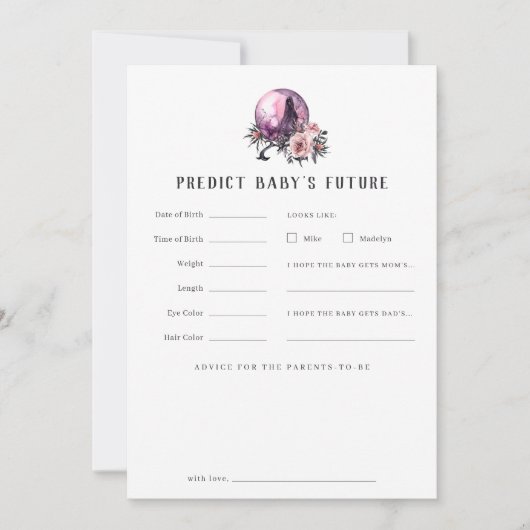 クリスタルボールハロウィーン赤ちゃんシャワー希望カード 招待状 (正面)