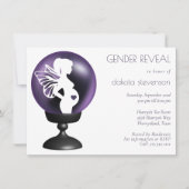 クリスタルボール妖精 |濃い紫の性別の表示 招待状 (正面)