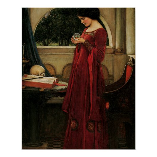 クリスタルボール・ウーマン・ウォーターハウス絵画 ポスター (正面)