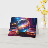 クリスタルボール – 私はあなたの未来に宇宙のイベントを見る カード (黄色い花)