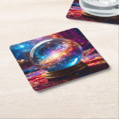 クリスタルボール – 私はあなたの未来に宇宙のイベントを見る スクエアペーパーコースター (アングル)