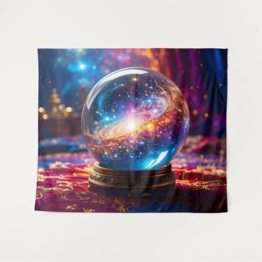 クリスタルボール – 私はあなたの未来に宇宙のイベントを見る タペストリー (正面(横))