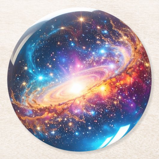 クリスタルボール – 私はあなたの未来に宇宙のイベントを見る ラウンドペーパーコースター (正面)