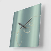 クリスタルミントインフィニティ金ゴールド。ミニマエレガントリ スクエア壁時計 (傾斜)