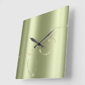 クリスタルミントインフィニティ金ゴールド。緑エレガント平和 スクエア壁時計 (傾斜)