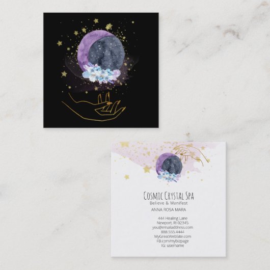 *~*クリスタルムーンスカイコスモスヒーリングハンド スクエア名刺 (正面/裏面)