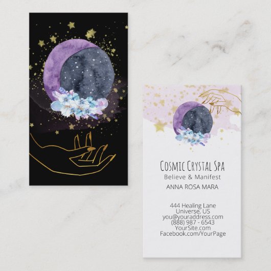 *~*クリスタルムーンスカイコスモス星手 名刺 (正面/裏面)