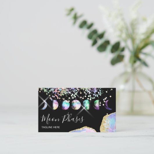 クリスタルムーンフェイズ天体自筆書神秘的 名刺 (スタンド正面)