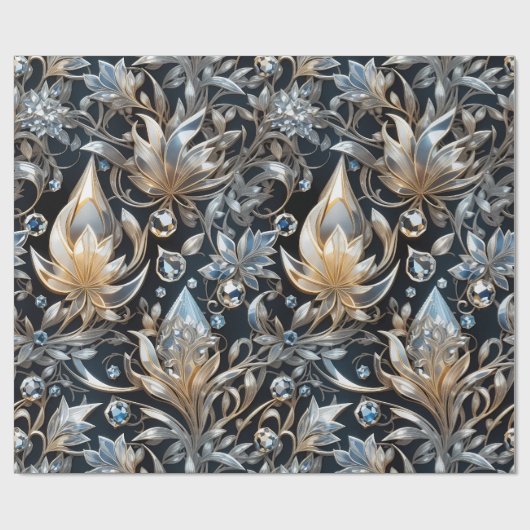 クリスタルラグジュアリーフラワーフィリグラーラッピング紙 ラッピングペーパー (フラット)
