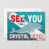 クリスタルリバードルフィンレトロヴィンテージトラベル ポストカード (正面/裏面)