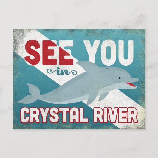 クリスタルリバードルフィンレトロヴィンテージトラベル ポストカード (正面)