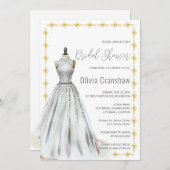 クリスタルルック結婚ズガウンブライダルシャワー 招待状 (正面/裏面)