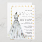 クリスタルルック結婚ズガウンブライダルシャワー 招待状 (正面/裏面)