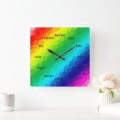 クリスタルレインボー スクエア壁時計 (ホーム)