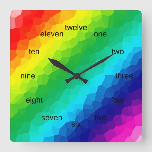 クリスタルレインボー スクエア壁時計 (正面)