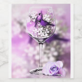 クリスタルワイングラスの中のムシクイ ワインラベル (シングルラベル)