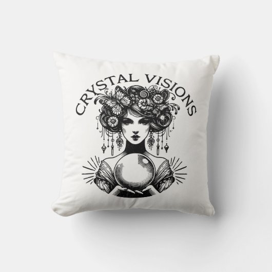 クリスタルヴィジョン神秘的な女性ヴィンテージTシャツ | B クッション (正面)