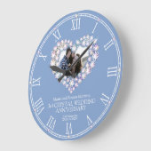 クリスタル写真ハート結婚3周年記念 ラージ壁時計 (傾斜)