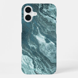 クリスタル化したターコイズ アゲート | ダークアクア マーブル ストーン iPhone 16 PLUSケース