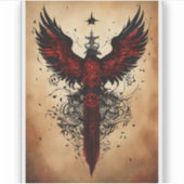 クリスタル威厳のあるイーグルTシャツデザイン シール (正面)