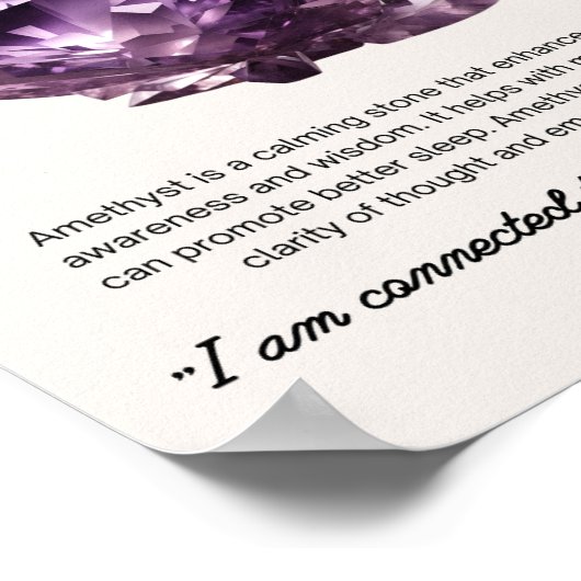 クリスタル意味アメジスト,瞑想とヨガ ポスター (角)