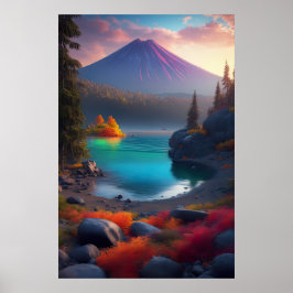 クリスタル湖、森、眠れる火山 ポスター